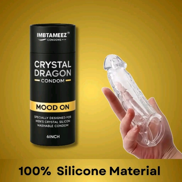 Imbtameez Crystal Dragon Silicone Condom – 6 Inch | Mood On Edition - This item is non returnable