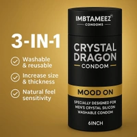 Imbtameez Crystal Dragon Silicone Condom – 6 Inch | Mood On Edition - This item is non returnable