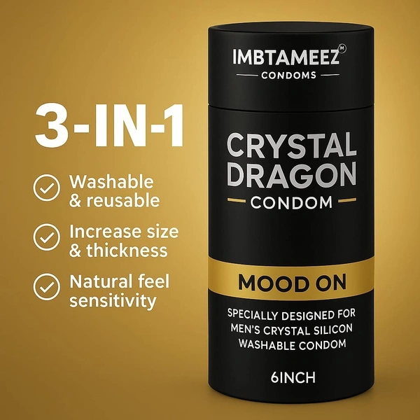 Imbtameez Crystal Dragon Silicone Condom – 6 Inch | Mood On Edition - This item is non returnable