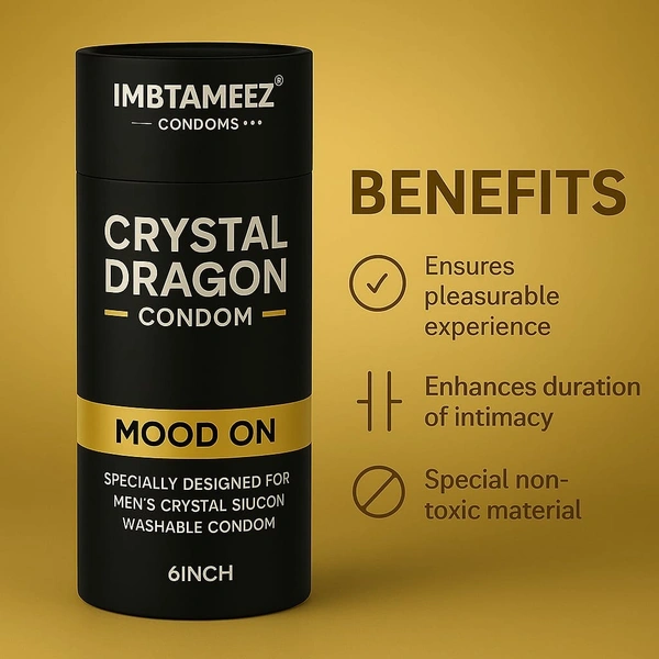 Imbtameez Crystal Dragon Silicone Condom – 6 Inch | Mood On Edition - This item is non returnable