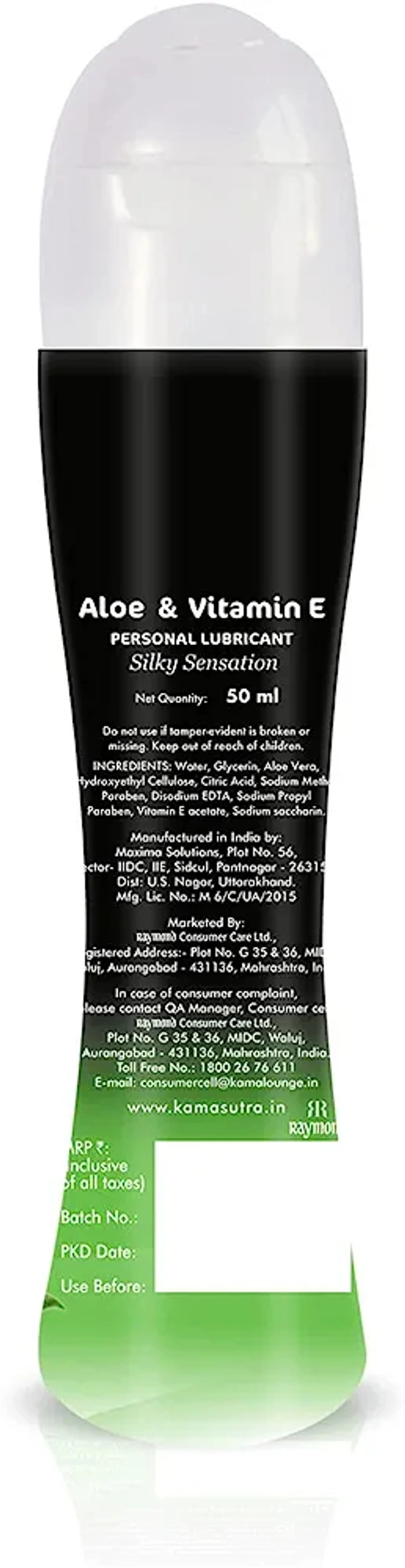KamaSutra Aloe & Vitamin E Lube - 50ml | Water-Based | Condom Safe | Easy Wash