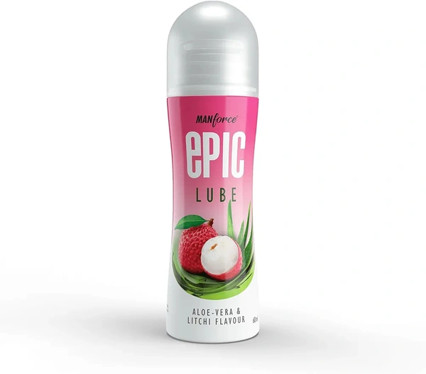 Manforce Epic Lube (Lubrication Gel for Men & Women) |Aloe-Vera & Litchi Flavoured |Water-Based Gel |Skin-Friendly |Safe to Use with Condoms |60ml