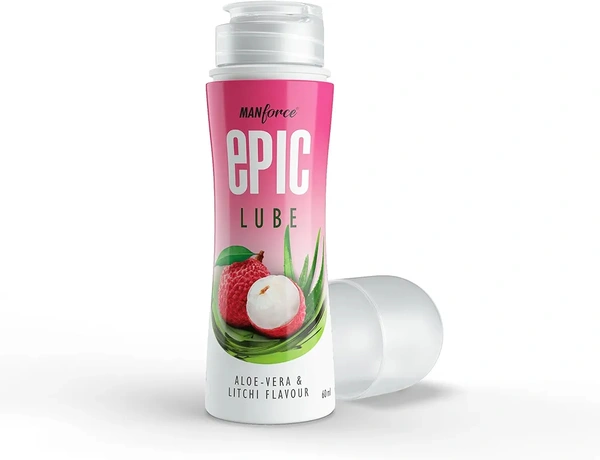 Manforce Epic Lube (Lubrication Gel for Men & Women) |Aloe-Vera & Litchi Flavoured |Water-Based Gel |Skin-Friendly |Safe to Use with Condoms |60ml