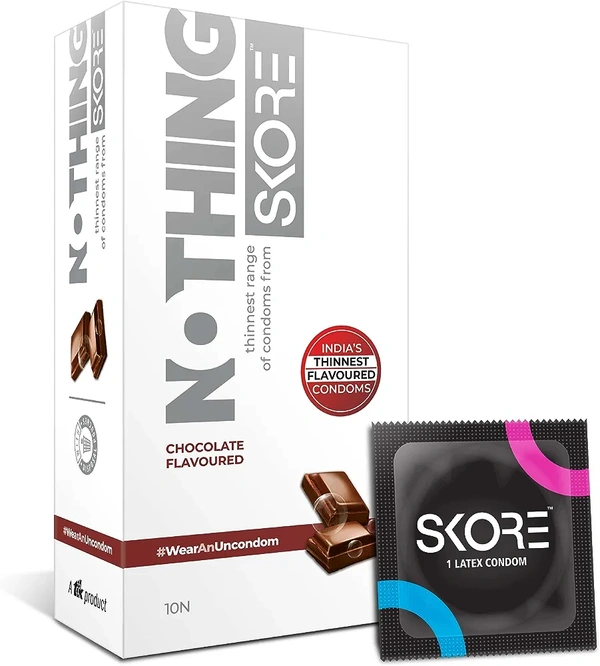 Skore Nothing Thinnest Condoms | Chocolate Flavored With Disposal Pouches | Pack of 1 |