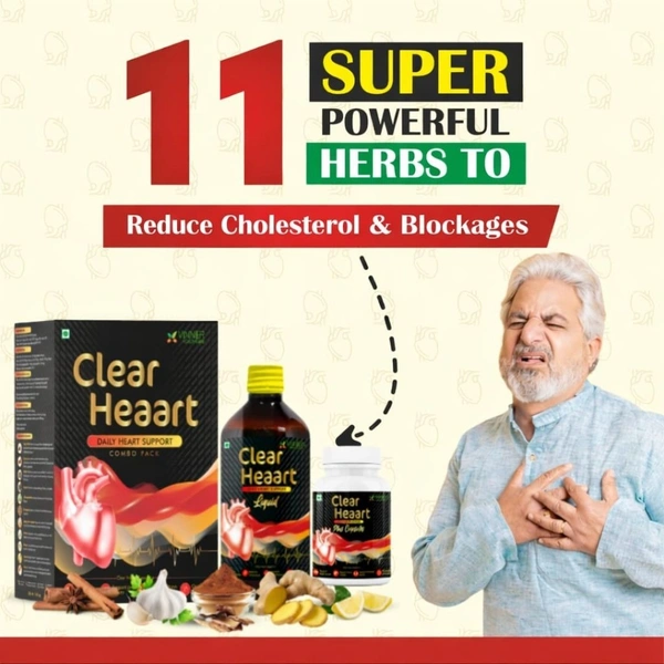 Doctor’s Recommended Clear Heaart Combo Pack | Powerful Ayurvedic Combination For Heart, Liver & Kidney | Reduces Cholesterol, Blockages, Detox Liver & Kidneys, Fatty Liver Support | Improves Metabolism | Anti-Inflammatory & Cardiovascular Support 