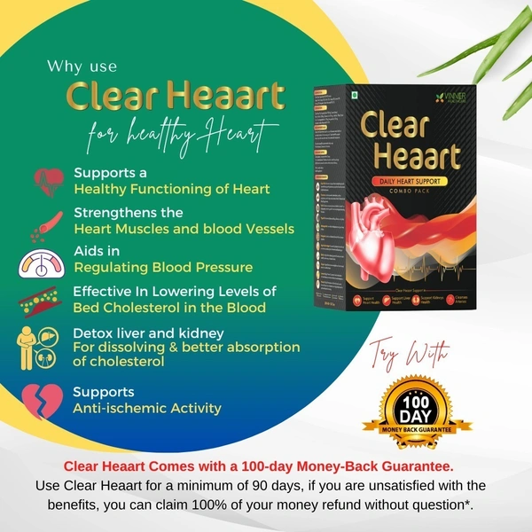 Doctor’s Recommended Clear Heaart Combo Pack Supplement For Heart Blockages, Cholesterol, & Triglycerides - 3 WEEK TREATMENT PLAN