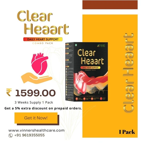 Doctor’s Recommended Clear Heaart Combo Pack Supplement For Heart Blockages, Cholesterol, & Triglycerides - 3 Week Supply | 1 Combo Pack