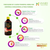 Clear Heaart Liquid for Lower Cholesterol Made with Raw, Unfiltered, Unpasteurized Apple Cider Vinegar with Mother, Honey with Fresh juice of Ginger, Garlic, Lemon, No Preservatives No Water added. - 1 Bottle Pack X 450 ML