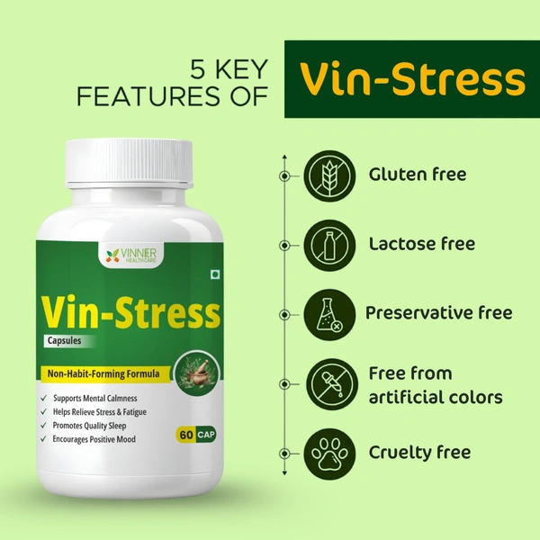 Vin-Stress Capsules – Ayurvedic Calm for Stress, Sleep & Mood Balance