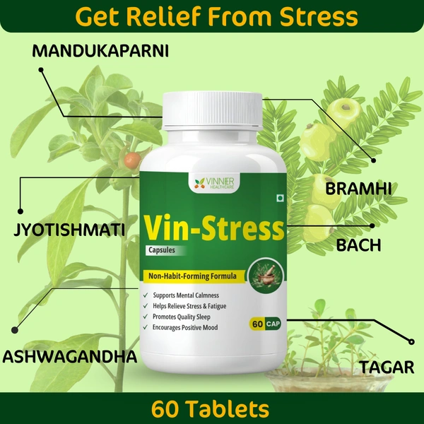 Vin-Stress Capsules – Ayurvedic Calm for Stress, Sleep & Mood Balance
