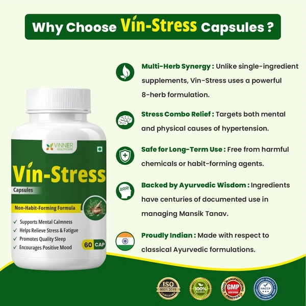 Vin-Stress Capsules – Ayurvedic Calm for Stress, Sleep & Mood Balance