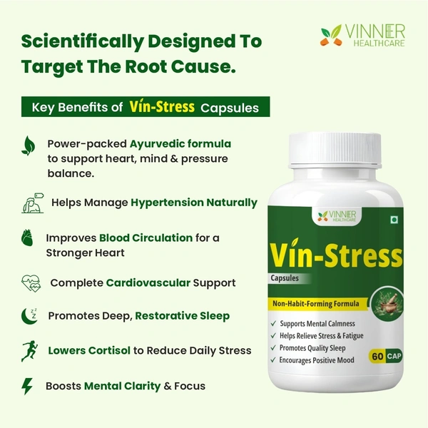 Vin-Stress Capsules – Ayurvedic Calm for Stress, Sleep & Mood Balance