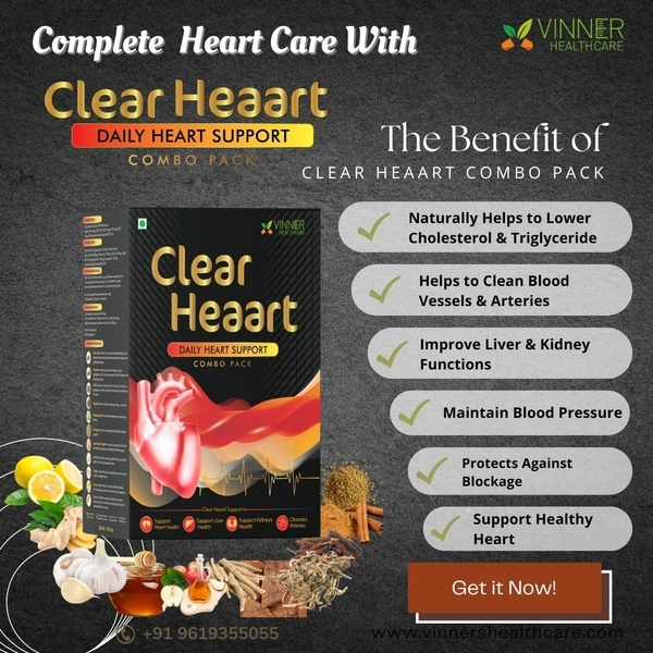 Doctor’s Recommended Clear Heaart Combo Pack Supplement For Heart Blockages, Cholesterol, & Triglycerides - 3 WEEK TREATMENT PLAN