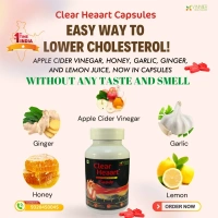 CLEAR HEART CAPSULES "1st Time in Apple Cider Vinegar, Garlic, Ginger, Lemon & Honey in Capsules - 45 Capsules