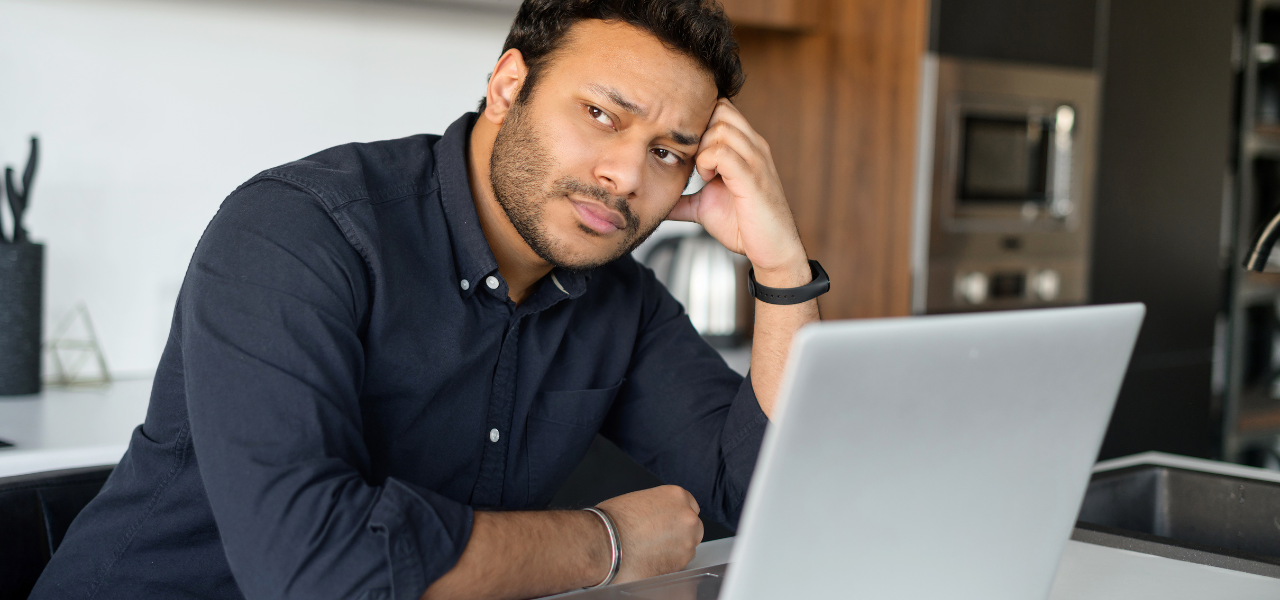 Indian man tired and concerned