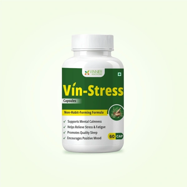 Vin-Stress Capsules – Ayurvedic Calm for Stress, Sleep & Mood Balance - 2 Bottles X 60 Capsules