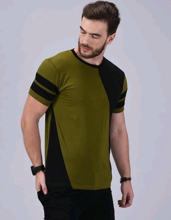 Mens Casual Round Neck T-shirt -191519740/42 - Olivetone, XL