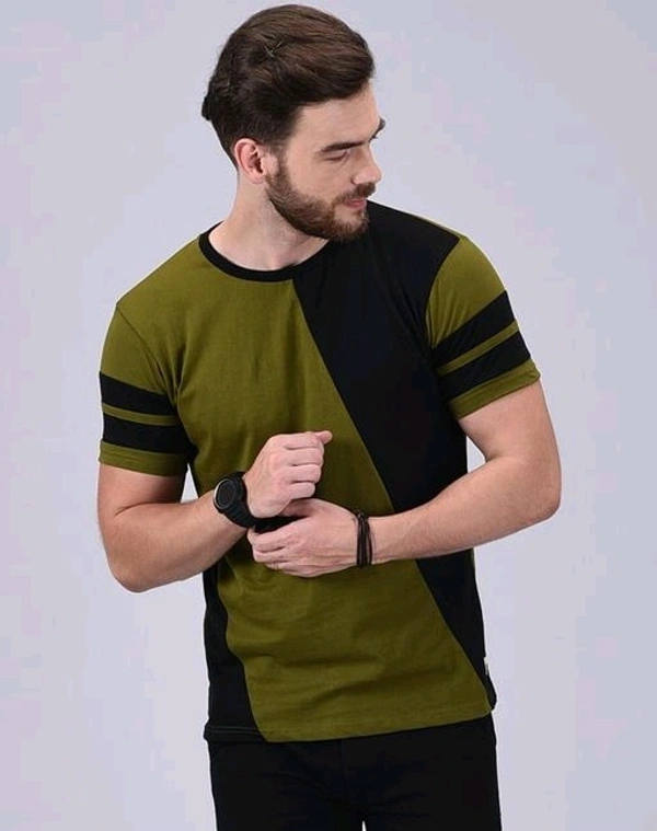 Mens Casual Round Neck T-shirt -191519740/42 - Olivetone, XXL