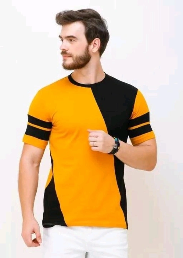 Mens Casual Round Neck T-shirt -191519746 - Yellow, L