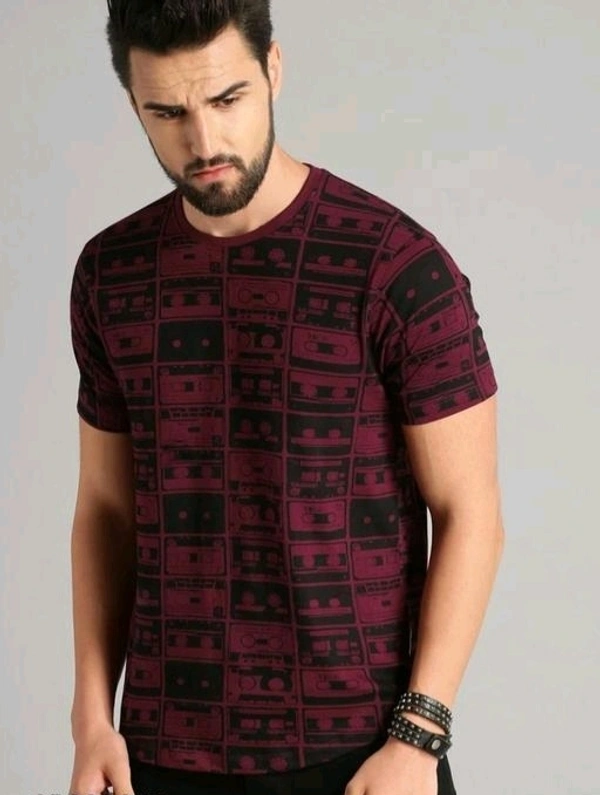 Mens Casual Round Neck T-shirt -18835810 - Red Oxide, L