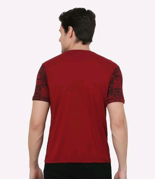 Mens Casual Round Neck T-shirt -18835810 - Red Oxide, L