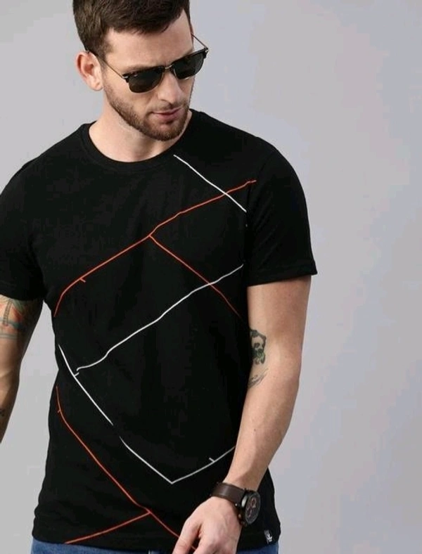 Men Round Neck Printed Tshirt - 18835811 - Black, XL