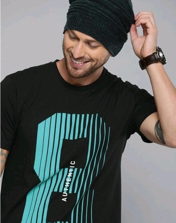 Men Round Neck Printed Tshirt - 18835814 - Black, L