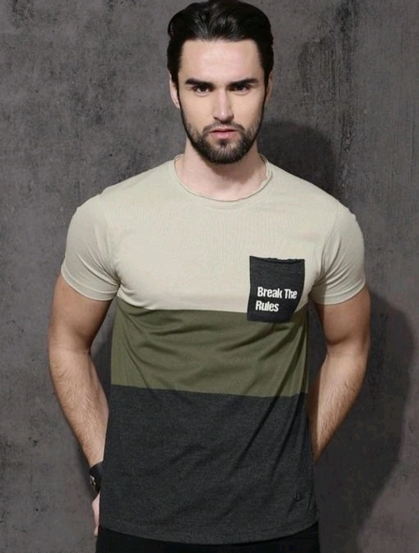 Mens Casual Round Neck T-shirt -43592745 - Tallow, L