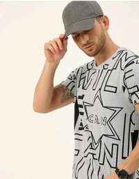 Mens Casual Round Neck T-shirt -43592748/46 - Silver, L