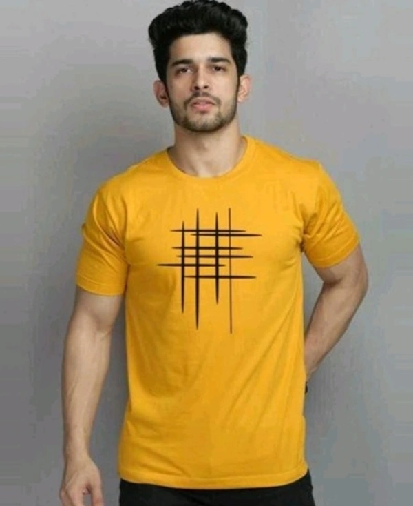 Mens Casual Round Neck T-shirt -87151523 - Gold, L