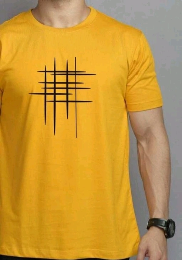 Mens Casual Round Neck T-shirt -87151523 - Gold, XL