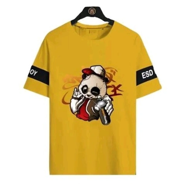 Mens Casual Round Neck T-shirt -327985539 - Gold, L