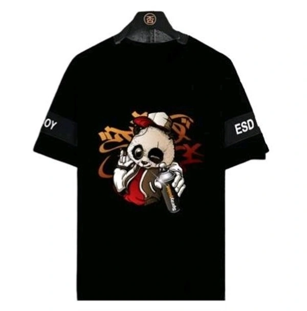Mens Casual Round Neck T-shirt -327985554 - Black, L