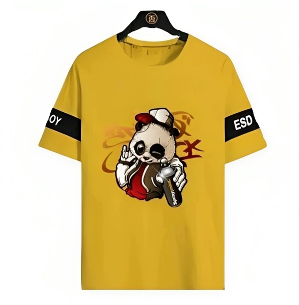 Mens Casual Round Neck T-shirt -327985539 - Gold, M
