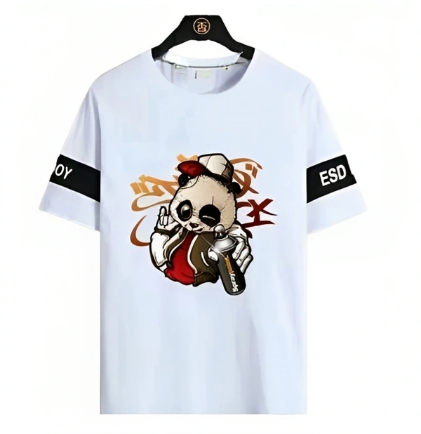 Mens Casual Round Neck T-shirt -327985436 - White, M