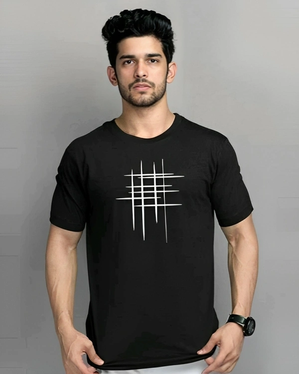 Mens Casual Round Neck T-shirt -87151522 - Black, M