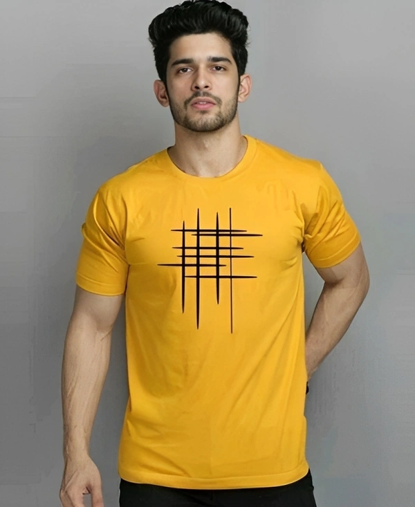Mens Casual Round Neck T-shirt -87151523 - Gold, M