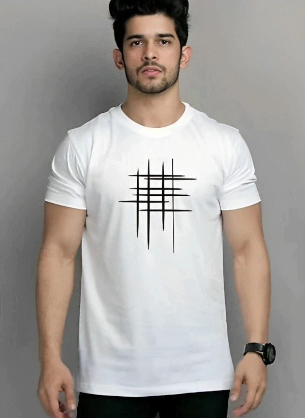 Mens Casual Round Neck T-shirt -87151519 - White, M