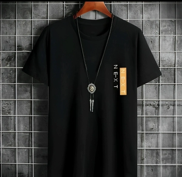Mens Casual Round Neck T-shirt -10153156 - Black, M
