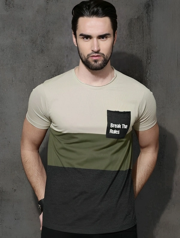 Mens Casual Round Neck T-shirt -43592745 - Tallow, M