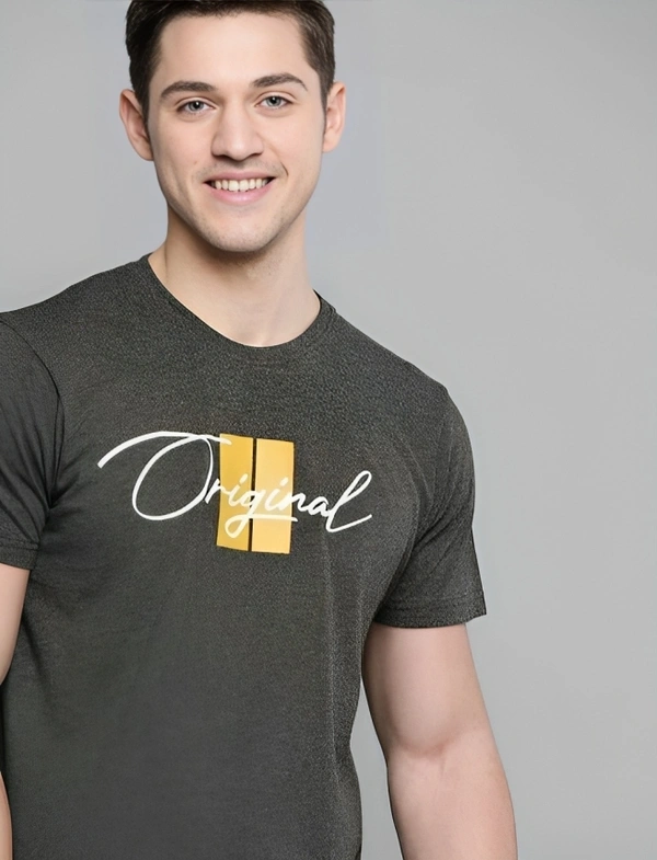 Mens Casual Round Neck T-shirt -65008222 - Gray, M