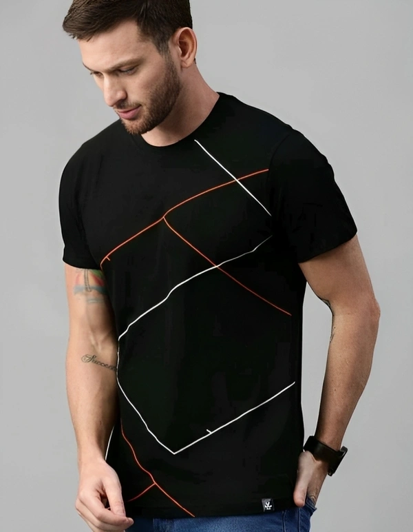 Men Round Neck Printed Tshirt - 18835811 - Black, M