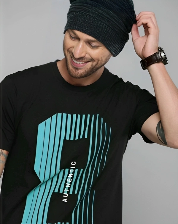 Men Round Neck Printed Tshirt - 18835814 - Black, M