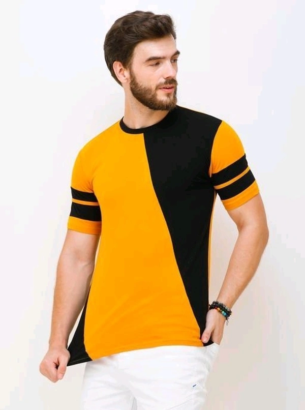 Mens Casual Round Neck T-shirt -191519746 - Yellow, S
