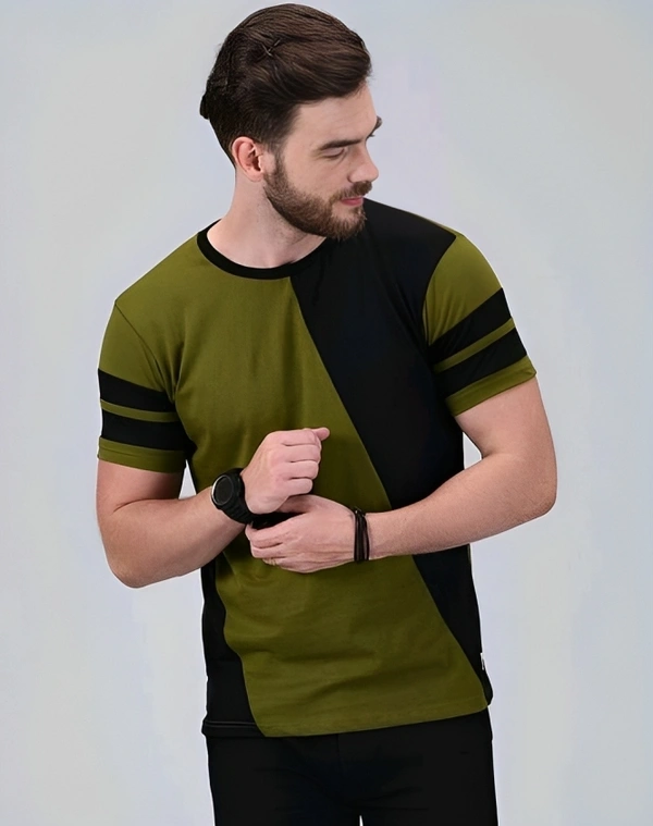 Mens Casual Round Neck T-shirt -191519740/42 - Olivetone, S