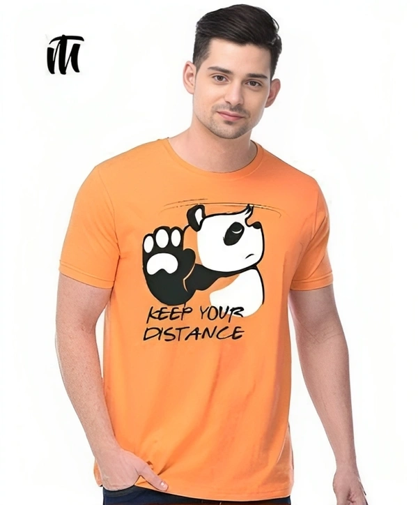 Mens Casual Round Neck T-shirt -7842586 - Web Orange, S