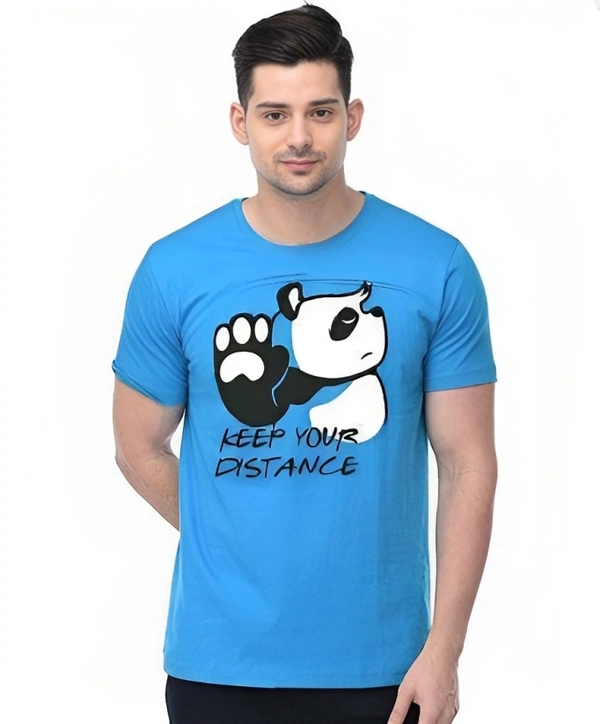 Mens Casual Round Neck T-shirt -7842585 - Dodger Blue, XL