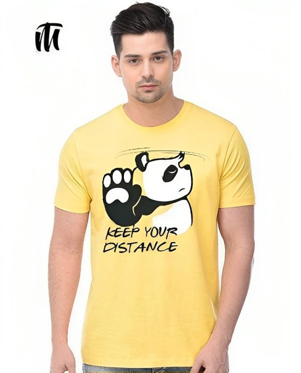 Mens Casual Round Neck T-shirt -7842588 - Yellow, S