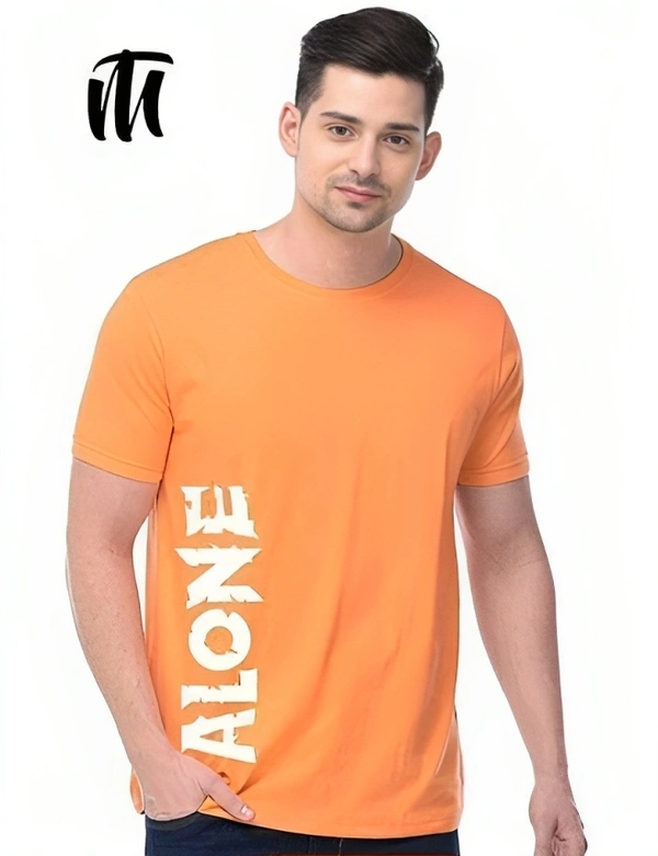 Mens Casual Round Neck T-shirt -7615397 - Web Orange, L
