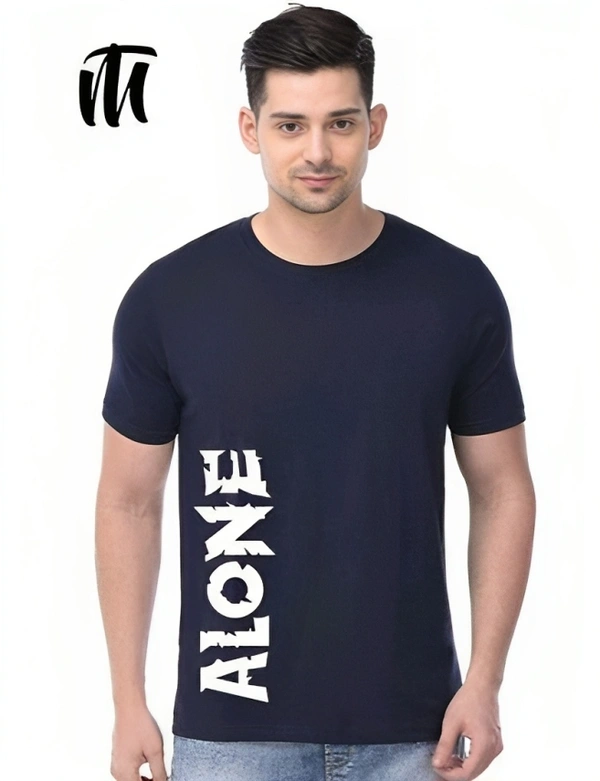 Mens Casual Round Neck T-shirt -7615395 - Navy Blue, M